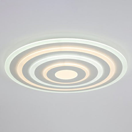 Simple Style Led Flush Ceiling Light For Bedroom - White Acrylic Round Flushmount / 31.5 Third Gear
