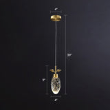 Golden Seedy Crystal Led Pendant Light For Bedroom - Simple Style Suspension Lamp