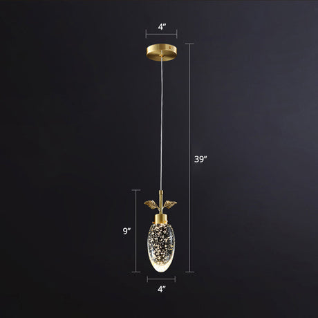 Golden Seedy Crystal Led Pendant Light For Bedroom - Simple Style Suspension Lamp