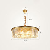 Modern Gold Finish Round Crystal Ceiling Chandelier For Living Room / 19.5