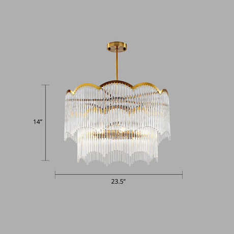 Fluted Clear Glass Rods Pendant Light Fixture For Bedroom / 23.5