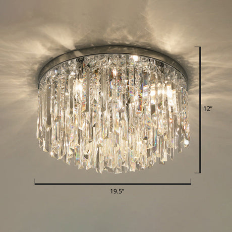 Modern Round K9 Crystal Flush Mount Ceiling Light For Bedroom