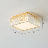 Geometric Crystal Led Flushmount Ceiling Light With Simple Champagne Style / 16 Square Plate
