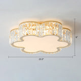 Geometric Crystal Led Flushmount Ceiling Light With Simple Champagne Style / 23.5 Flower