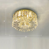 Gold Crystal Flush Mount Lamp - Sleek Round Ceiling Fixture For Living Room / 16