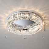 Beveled Cut Crystal Flush Mount Ceiling Light For Bedroom - Simple Style & Elegance Silver / 31.5