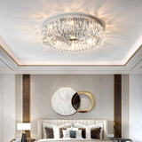 Circular Crystal Ceiling Light Fixture For Modern Living Room - Flush-Mount Design
