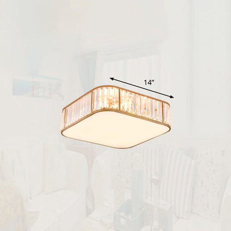 Minimalist Crystal Flush Mount Ceiling Light For Bedroom Gold / 14
