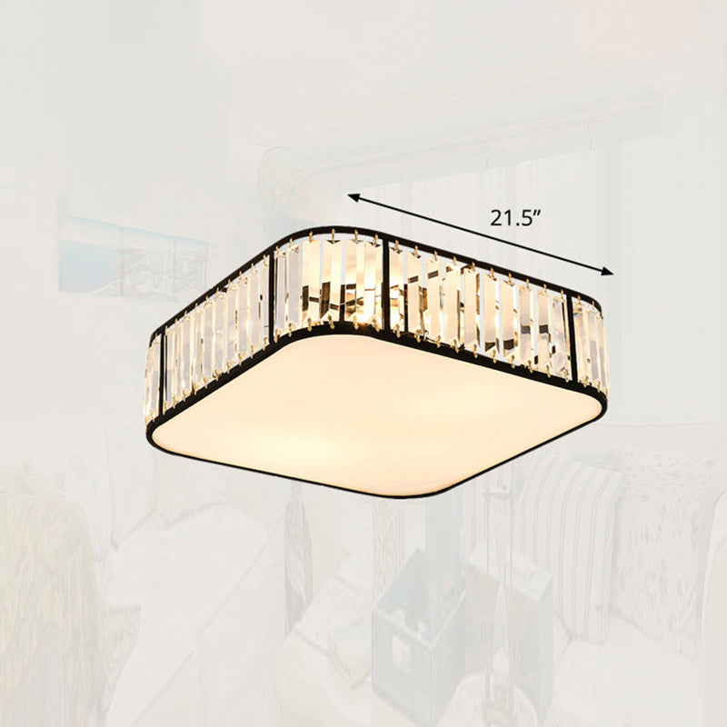 Minimalist Crystal Flush Mount Ceiling Light For Bedroom Black / 21.5