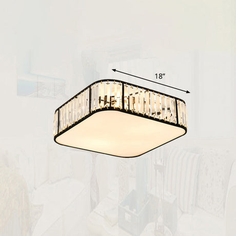 Minimalist Crystal Flush Mount Ceiling Light For Bedroom Black / 18