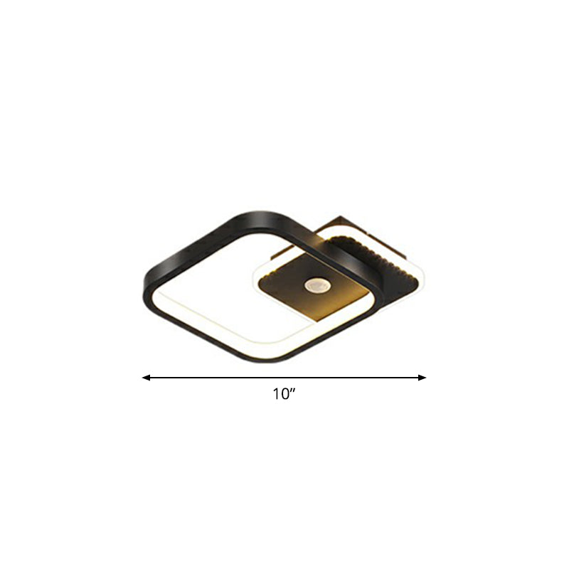 Sleek Geometric Led Ceiling Light - Minimalist Metal Flush Mount Fixture For Corridors Black /