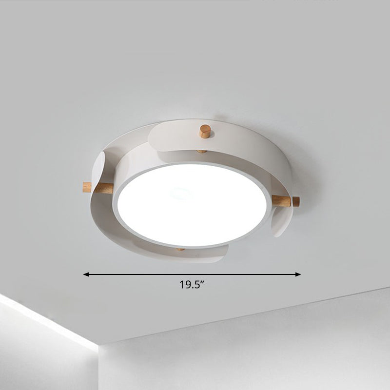Minimalist Led Ceiling Mount Light - Round Metal Flush Fixture For Bedroom Lighting White / 19.5