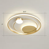 Gold Minimalist Led Ceiling Light With Flush Mount And Acrylic Shade / 20.5 Remote Control Stepless