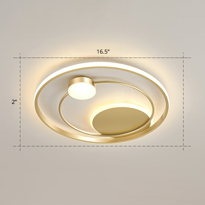 Gold Minimalist Led Ceiling Light With Flush Mount And Acrylic Shade / 16.5 Warm