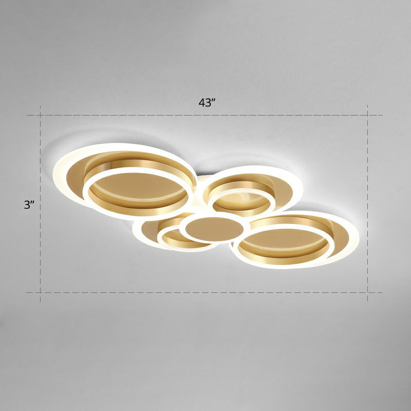 Contemporary Flushmount Led Ceiling Light - Gold Finish Metallic Ring Shape / 43 White