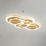 Contemporary Flushmount Led Ceiling Light - Gold Finish Metallic Ring Shape / 43 Remote Control