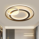 Minimalist Led Flush Ceiling Light Fixture - 3-Ring Bedroom Mount In Black