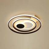 Led Black Flush Mount Ceiling Light For Bedroom - Simple Acrylic Circle Design / 16.5