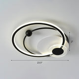 Sleek Acrylic Flush Mount Led Ceiling Light For Bedroom With Loop Design Black / 23.5
