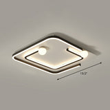 Minimalistic Geometric Led Flush Ceiling Light In Black For Bedrooms / Remote Control Stepless