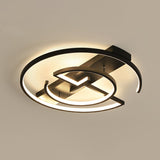 Metal Led Flush Light Fixture - Sleek Black Ceiling Lamp For Bedroom / 20.5 White