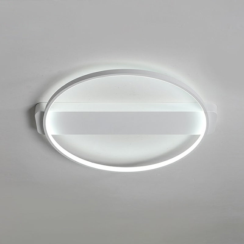 White Led Flush Mount Light: Modern Geometric Fixture For Bedroom Ceiling / 25.5 Round