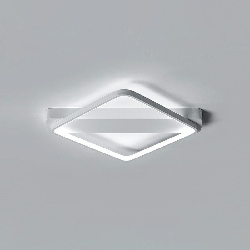 White Led Flush Mount Light: Modern Geometric Fixture For Bedroom Ceiling / 18 Rhombus