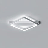 White Led Flush Mount Light: Modern Geometric Fixture For Bedroom Ceiling / 18 Rhombus