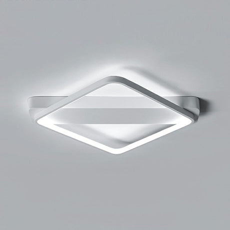 White Led Flush Mount Light: Modern Geometric Fixture For Bedroom Ceiling / 25.5 Rhombus