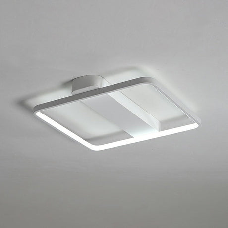 White Led Flush Mount Light: Modern Geometric Fixture For Bedroom Ceiling / 18 Square Plate
