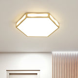 Modern Gold Hexagon Led Flush Mount Ceiling Light For Bedroom