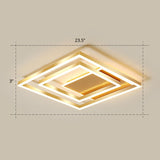Minimalist Square Gold Led Flush Ceiling Light For Bedrooms / 23.5 Warm
