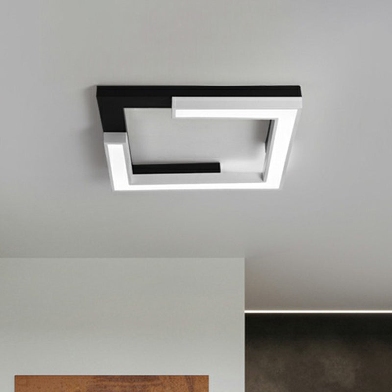 Nordic Style Square Acrylic Led Ceiling Lamp - Minimalist Black And White Flush Mount Lighting For