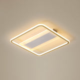 Minimalist Gold And White Flush Light For Bedroom With Square Acrylic Shade / 20.5