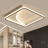 Black Square Led Flush Mount Ceiling Light With Minimalistic Design / 16.5’ Third Gear