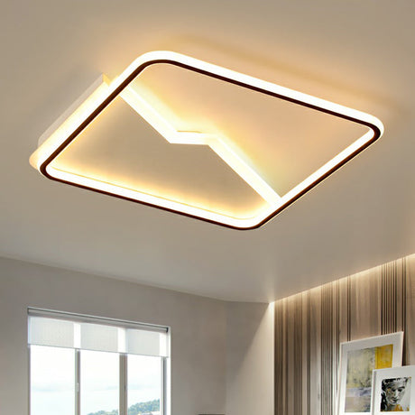 Contemporary Led Square Ceiling Mount Light: Aluminum Bedroom Flush Fixture