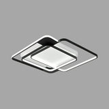 Modern Metal Black Led Square Flush Mount For Bedrooms / 16.5 White