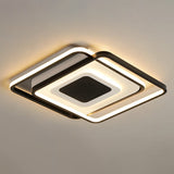 Modern Black Square Led Ceiling Flush Mount Light Fixture For Bedrooms / 21.5 Natural