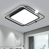Nordic Led Flush Mount Ceiling Light With Square And Orb Design In Black Acrylic For Bedrooms
