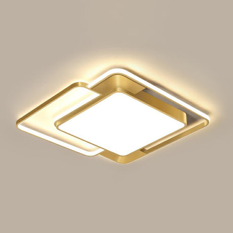 Modern Gold Led Flushmount Ceiling Light For Bedroom - Simple Square Design / 24.5 White