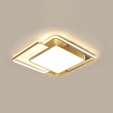 Modern Gold Led Flushmount Ceiling Light For Bedroom - Simple Square Design / 16.5 White