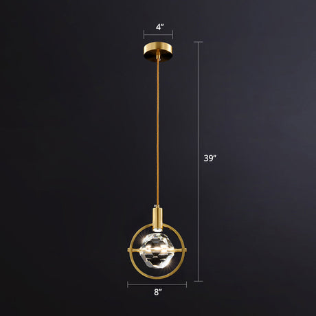 Beveled K9 Crystal Ball Led Hanging Lamp - Minimalist Golden Suspension Light For Bedrooms Gold /