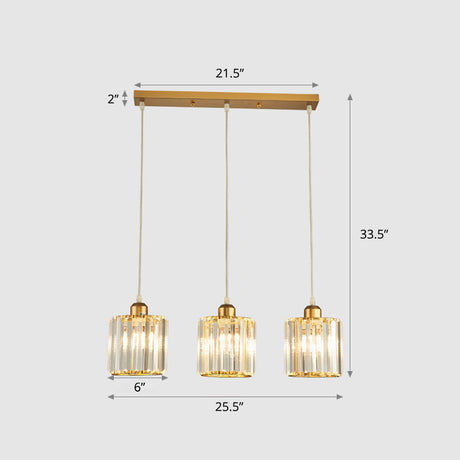 Gold Geometric Prism Crystal Pendant: Modern Simplicity Lighting For Dining Room / 25.5 Round