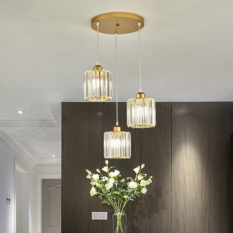 Gold Geometric Prism Crystal Pendant: Modern Simplicity Lighting For Dining Room