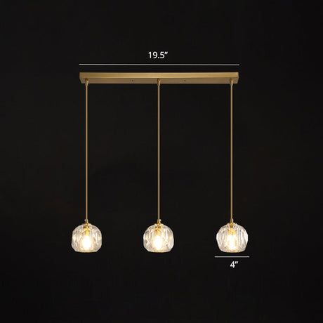 Minimalist Gold Finish Crystal Ball Pendant Light - Ideal For Restaurants / 19.5