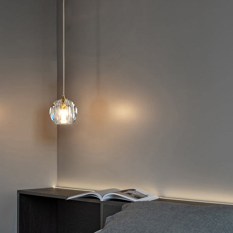 Minimalist Gold Finish Crystal Ball Pendant Light - Ideal For Restaurants