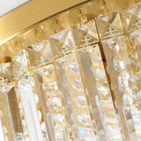 Modern Round Flushmount Bedroom Ceiling Light With Clear Crystal Icicles