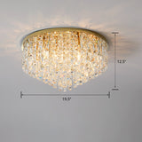 Modern Round Beveled K9 Crystal Ceiling Lamp For Living Room - Flush Mounted Light Gold / 19.5