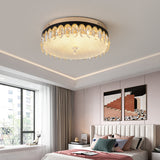Minimalist Led Ceiling Light With Crystal Shade - Clear Flush Mount For Bedrooms