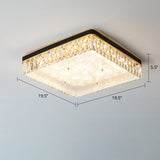 Sleek Led Flush Mount Fixture With Geometric Shape K9 Crystal Bedroom Ceiling Light Black / 19.5